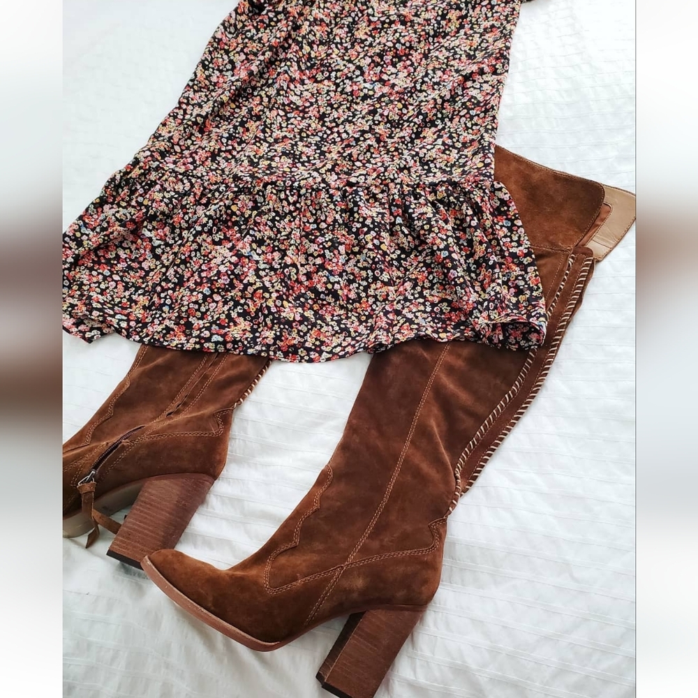 Floral Ruffle Sleeve Mini Bohemian Dress